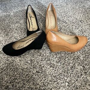 Wedge Heels (Black and Tan) , Wedge Sandals, Ankle Boots